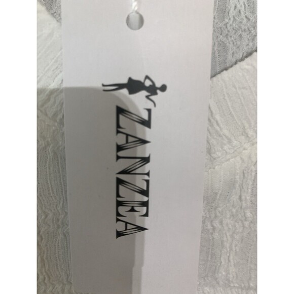 Zenzea Nwt Women’s White Blouse With A Square Pattern Short Sleeve. Size M. B36 - Picture 3 of 6